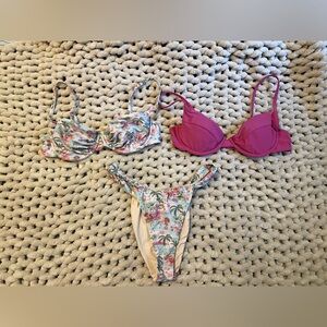 Blackbough Tropical Light Blue Bikini Set +  Pink Bikini Top